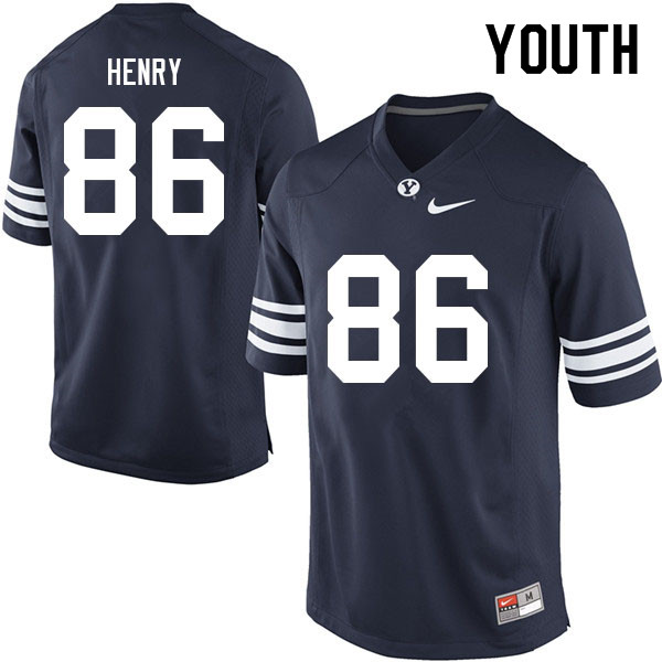 Youth #86 Dom Henry BYU Cougars College Football Jerseys Sale-Navy